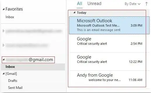 Gmail Outlook Sync is successful.