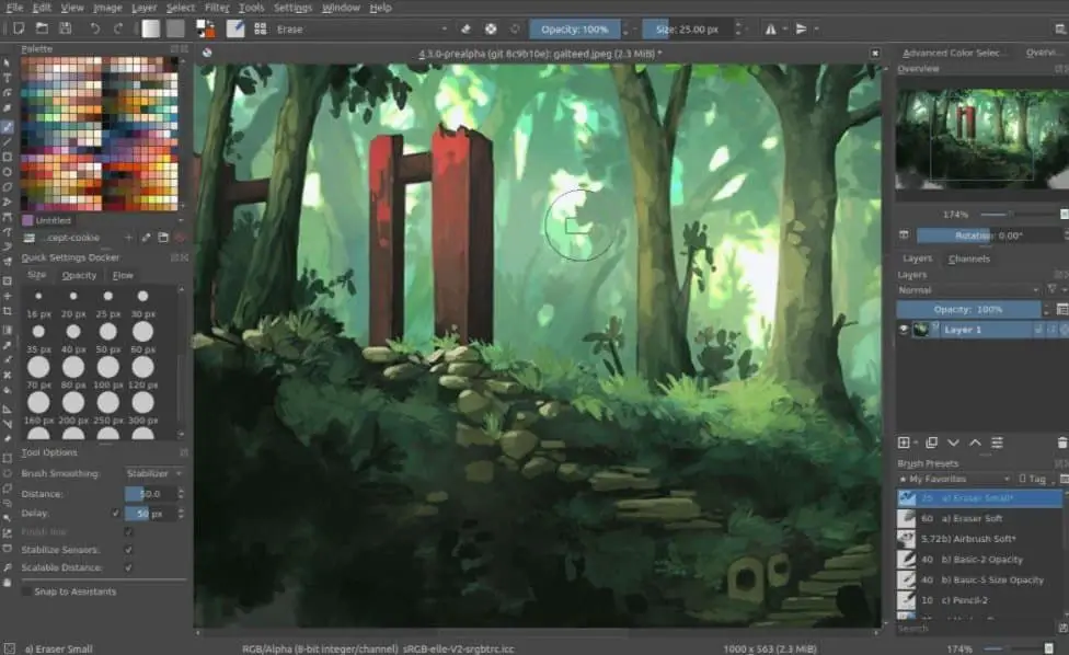 Krita has an identical interface with Photoshop that makes it another open-source Photoshop alternative.